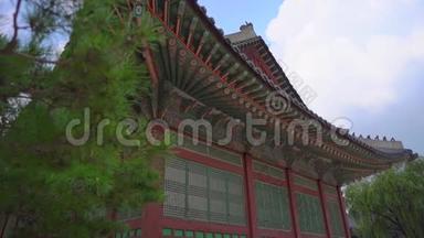 首尔的朝鲜<strong>古代宫殿</strong>。 慢镜头
